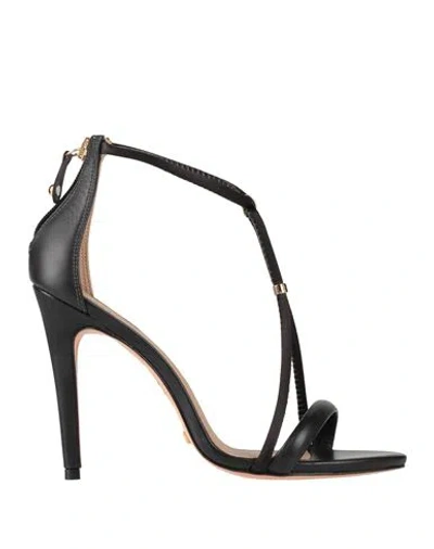 Cecconello Woman Sandals Black Size 7 Leather, Textile Fibers