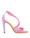 Cecconello Woman Sandals Fuchsia Size 10 Leather In Pink