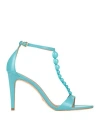Cecconello Woman Sandals Turquoise Size 8 Textile Fibers