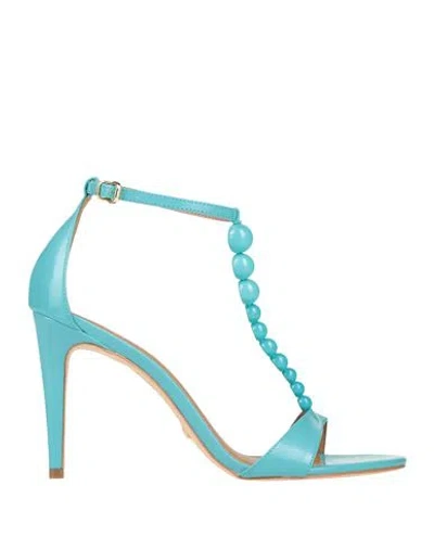 Cecconello Woman Sandals Turquoise Size 8 Textile Fibers