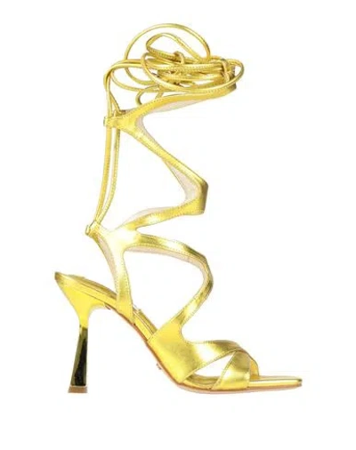 Cecconello Woman Sandals Yellow Size 7 Textile Fibers