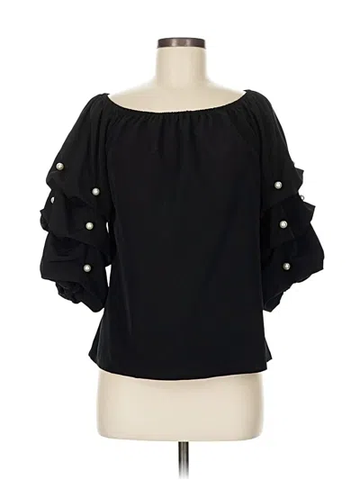 Pre-owned Cece 3/4 Sleeve Blouse In Black