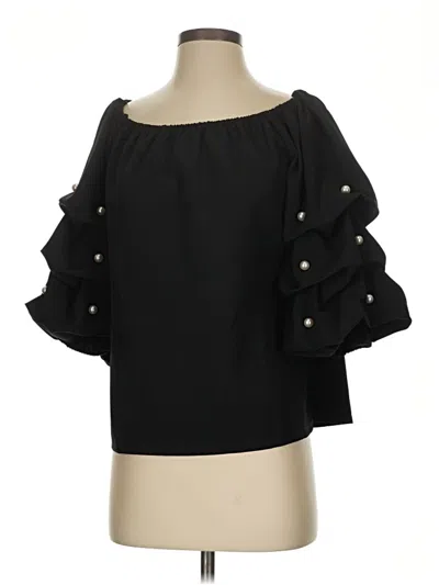 Pre-owned Cece 3/4 Sleeve Blouse In Black