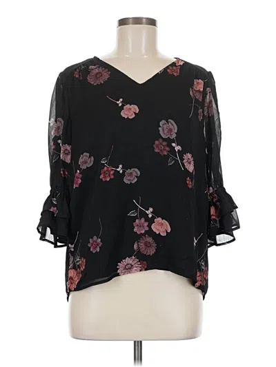 Pre-owned Cece 3/4 Sleeve Blouse In Black