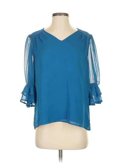 Pre-owned Cece 3/4 Sleeve Blouse In Blue