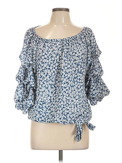 Pre-owned Cece 3/4 Sleeve Blouse In Blue