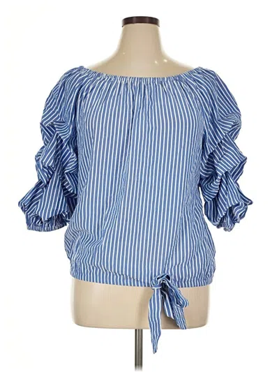 Pre-owned Cece 3/4 Sleeve Blouse In Blue