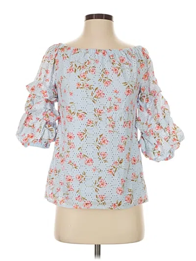 Pre-owned Cece 3/4 Sleeve Blouse In Blue