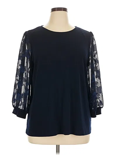 Pre-owned Cece 3/4 Sleeve Blouse In Blue