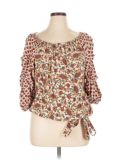 Pre-owned Cece 3/4 Sleeve Blouse In Brown