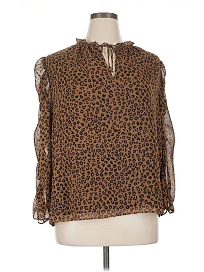 Pre-owned Cece 3/4 Sleeve Blouse In Brown
