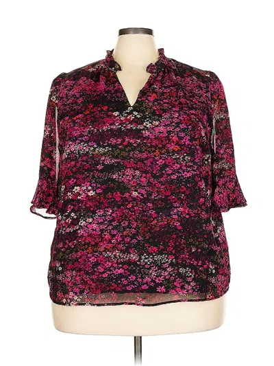 Pre-owned Cece 3/4 Sleeve Blouse In Burgundy