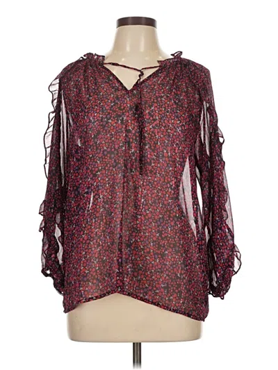 Pre-owned Cece 3/4 Sleeve Blouse In Burgundy