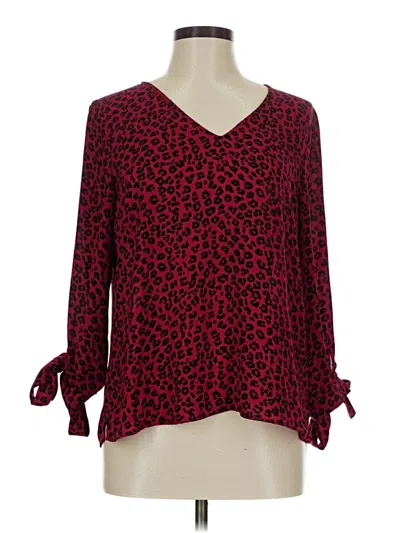 Pre-owned Cece 3/4 Sleeve Blouse In Burgundy