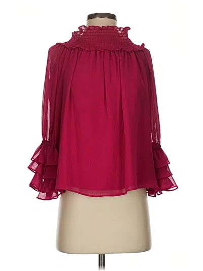 Pre-owned Cece 3/4 Sleeve Blouse In Burgundy