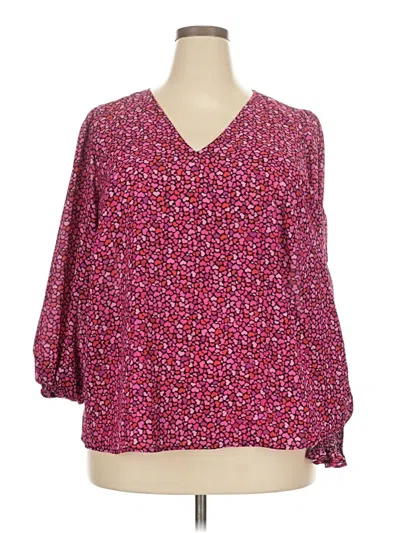Pre-owned Cece 3/4 Sleeve Blouse In Burgundy
