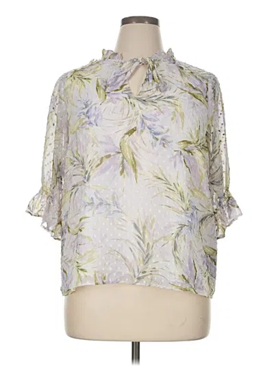 Pre-owned Cece 3/4 Sleeve Blouse In Silver