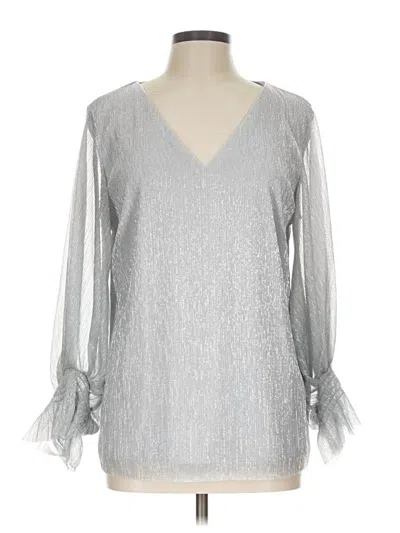 Pre-owned Cece 3/4 Sleeve Blouse In Silver