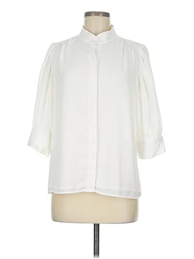 Pre-owned Cece 3/4 Sleeve Button Down Shirt In White