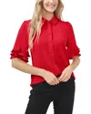 Cece Frill Cuff Satin Button-up Shirt