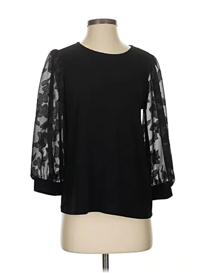 Pre-owned Cece 3/4 Sleeve Top Black Boatneck Tops