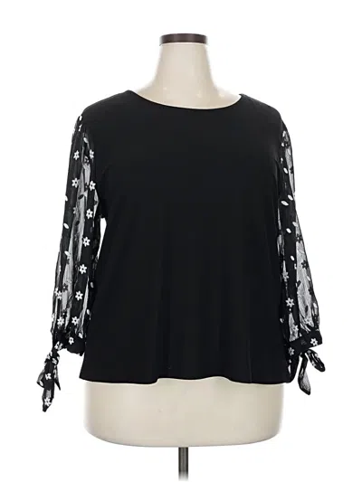Pre-owned Cece 3/4 Sleeve Top Black Boatneck Tops