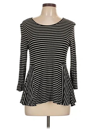 Pre-owned Cece 3/4 Sleeve Top Black Boatneck Tops