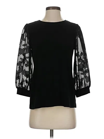 Pre-owned Cece 3/4 Sleeve Top Black Boatneck Tops