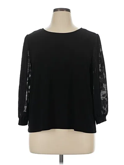 Pre-owned Cece 3/4 Sleeve Top Black Boatneck Tops