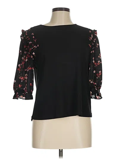 Pre-owned Cece 3/4 Sleeve Top Black Cold Shoulder Neckline Tops