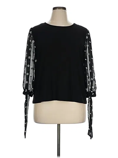 Pre-owned Cece 3/4 Sleeve Top Black Crew Neck Tops