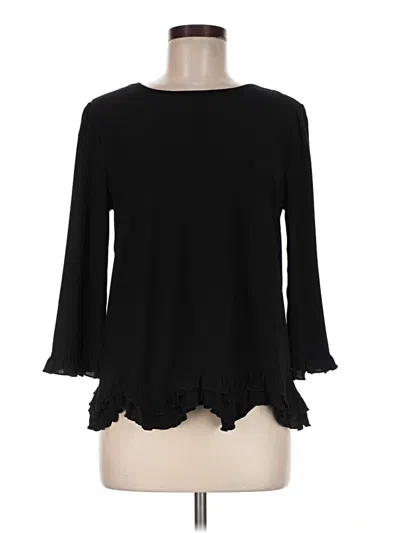 Pre-owned Cece 3/4 Sleeve Top Black Ruffles Neckline Tops