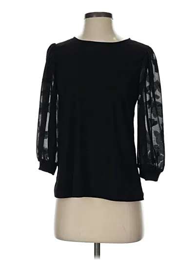 Pre-owned Cece 3/4 Sleeve Top Black Scoop Neck Tops