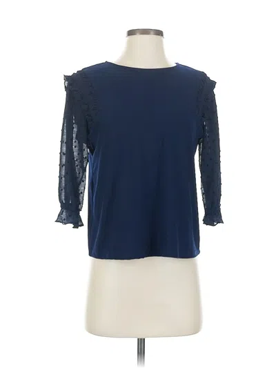 Pre-owned Cece 3/4 Sleeve Top Blue Cold Shoulder Neckline Tops