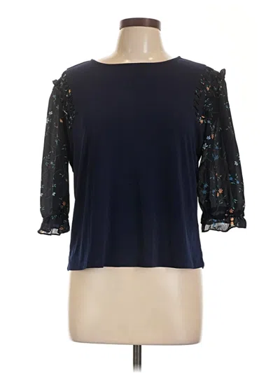 Pre-owned Cece 3/4 Sleeve Top Blue Cold Shoulder Neckline Tops