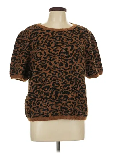 Pre-owned Cece 3/4 Sleeve Top Brown Crew Neck Tops