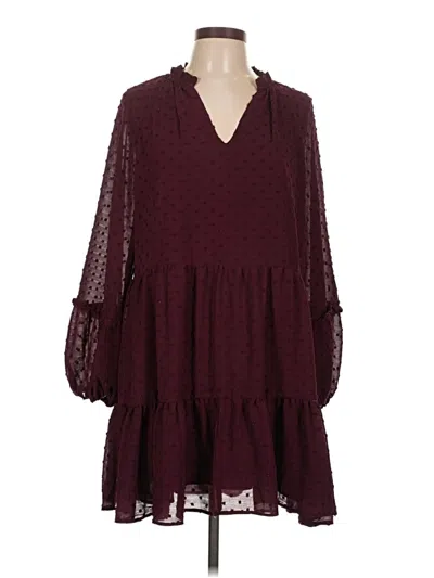 Pre-owned Cece 3/4 Sleeve Top Burgundy V Neck Tops