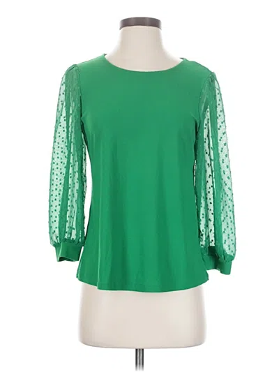 Pre-owned Cece 3/4 Sleeve Top Green Boatneck Tops