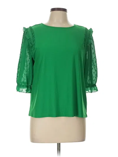 Pre-owned Cece 3/4 Sleeve Top Green Cold Shoulder Neckline Tops