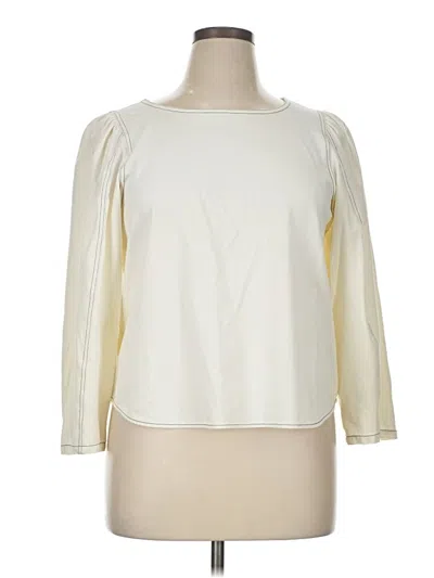 Pre-owned Cece 3/4 Sleeve Top Ivory Solid Pattern Boatneck Tops