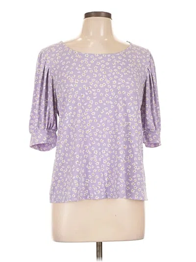 Pre-owned Cece 3/4 Sleeve Top Purple Square Neckline Tops