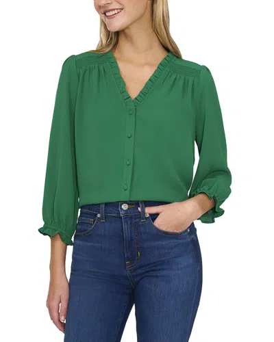 CECE 3/4 SLEEVE V-NECK BLOUSE