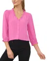 Cece Ruffle Trim V-neck Button-up Top