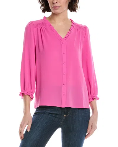Cece 3/4 Sleeve V-neck Blouse In Pink