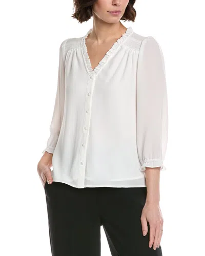 Cece 3/4 Sleeve V-neck Blouse In White