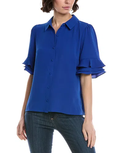CECE CECE 3/4-SLEEVE BUTTON FRONT COLLARED TOP