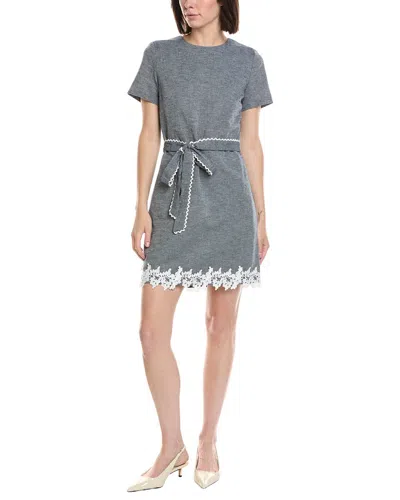 Cece Denim Linen A-line Tie Waist Mini Dress In Gray