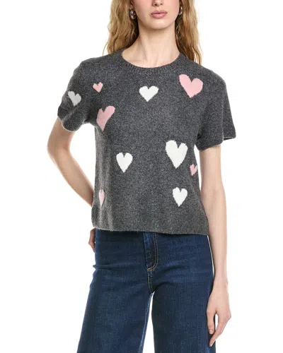 Cece All Over Heart Sweater In Gray