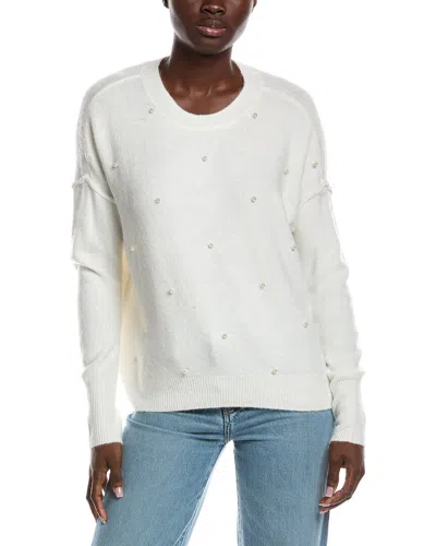 Cece Allover Pearl Sweater In White