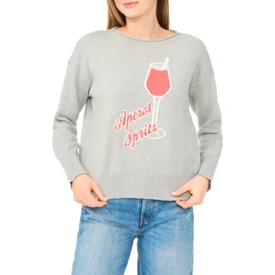 Cece Aperol Spritz Jacquard Sweater In Gray